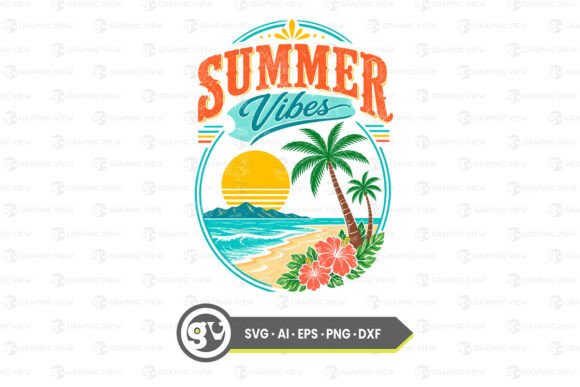 Retro Beach Scene Summer Vibes Design Review