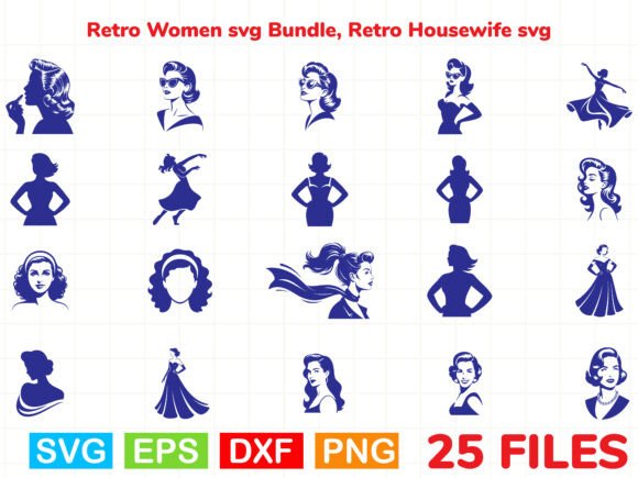 Retro Women Svg Bundle, Retro Housewife